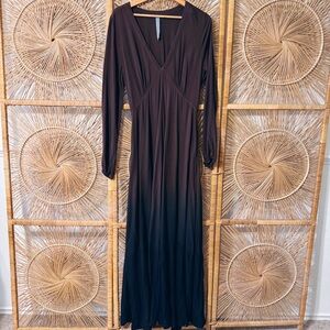Raquel Allegra Brown Dip Dye Viscose Dress SZ 0